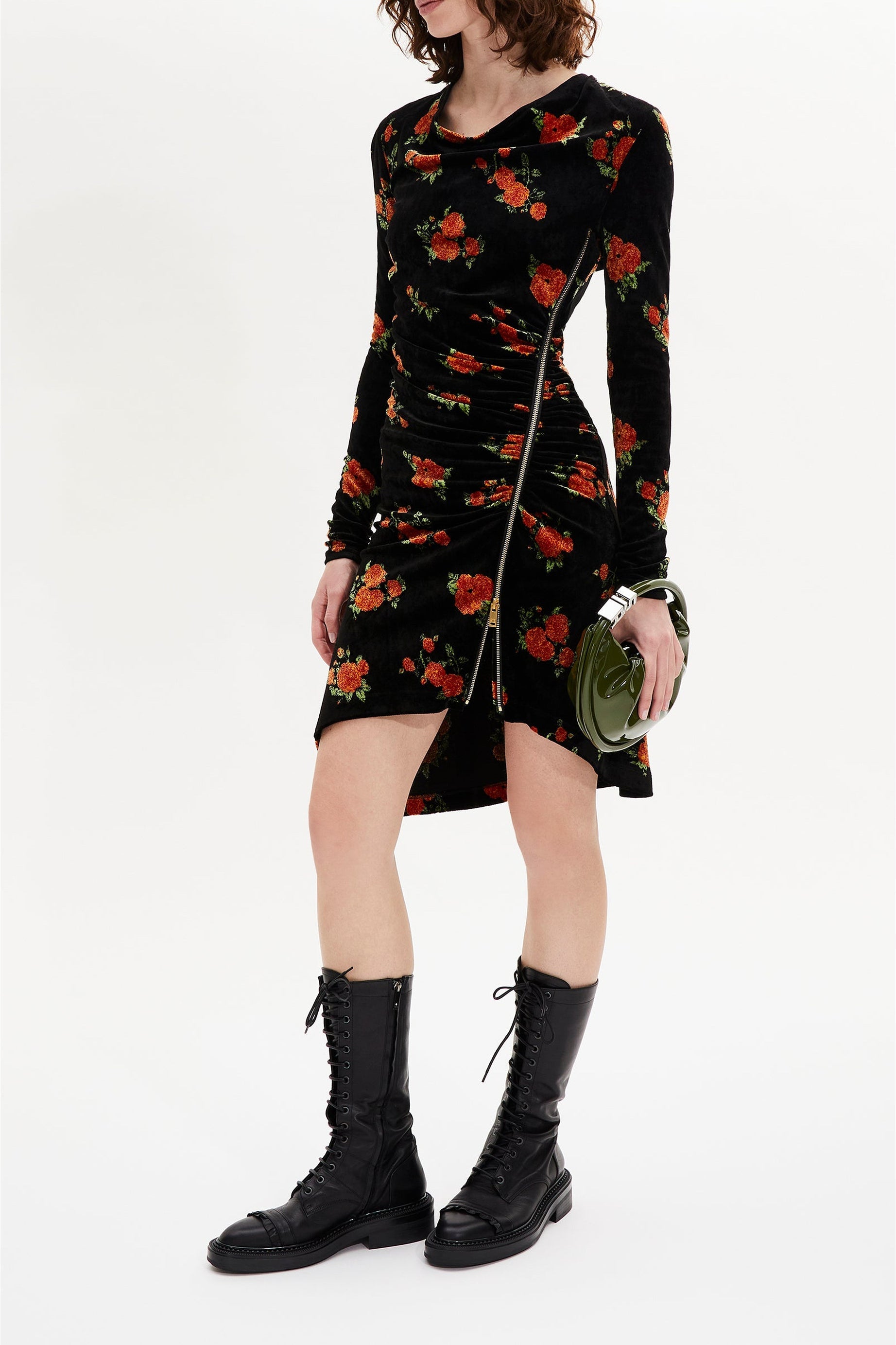 Robe courte asymétrique en jacquard de - Orange