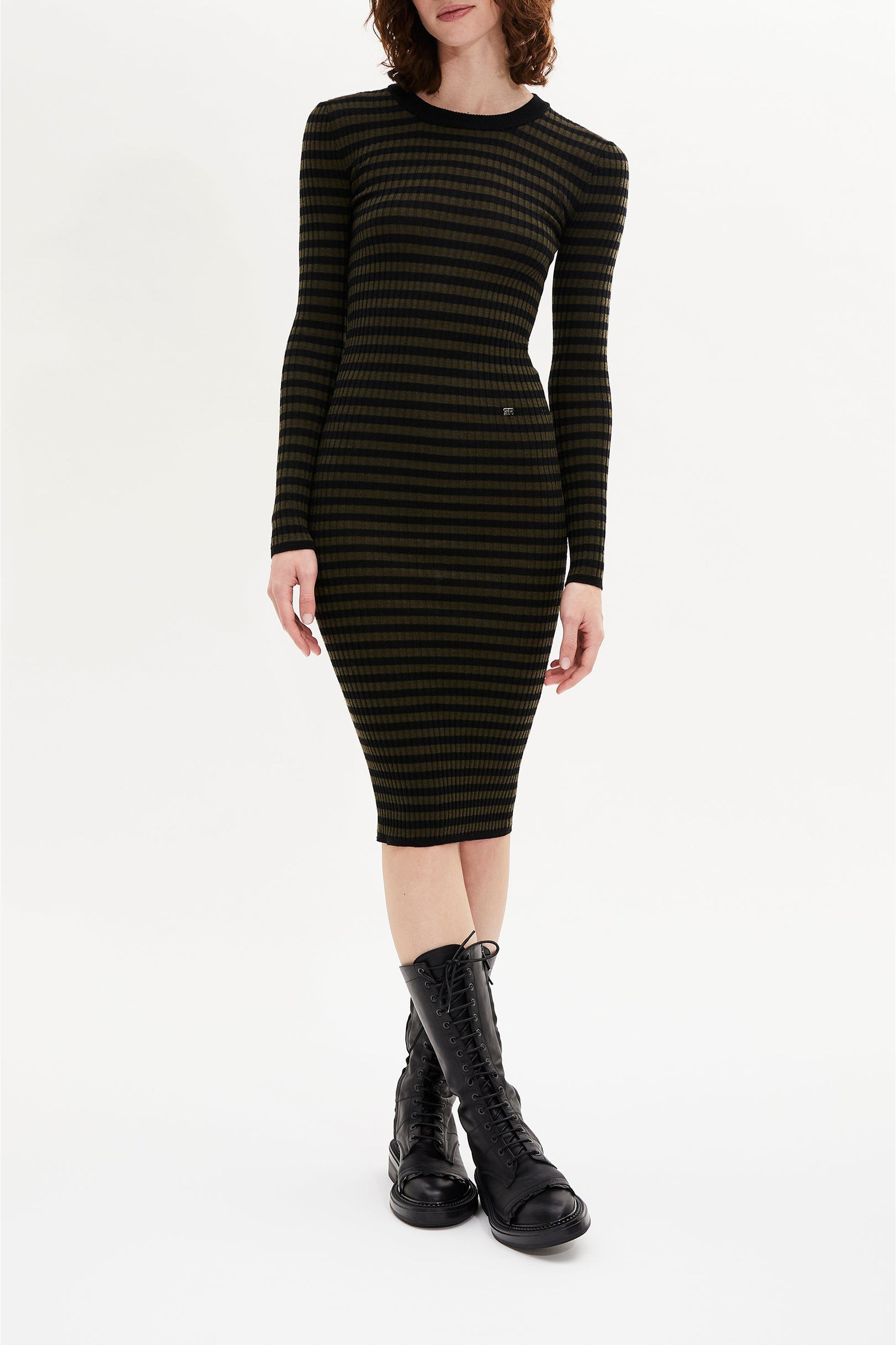 Robe en laine - Noir & Kaki