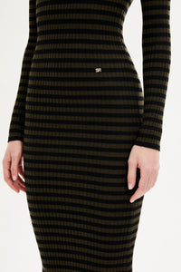 Robe en laine - Noir & Kaki