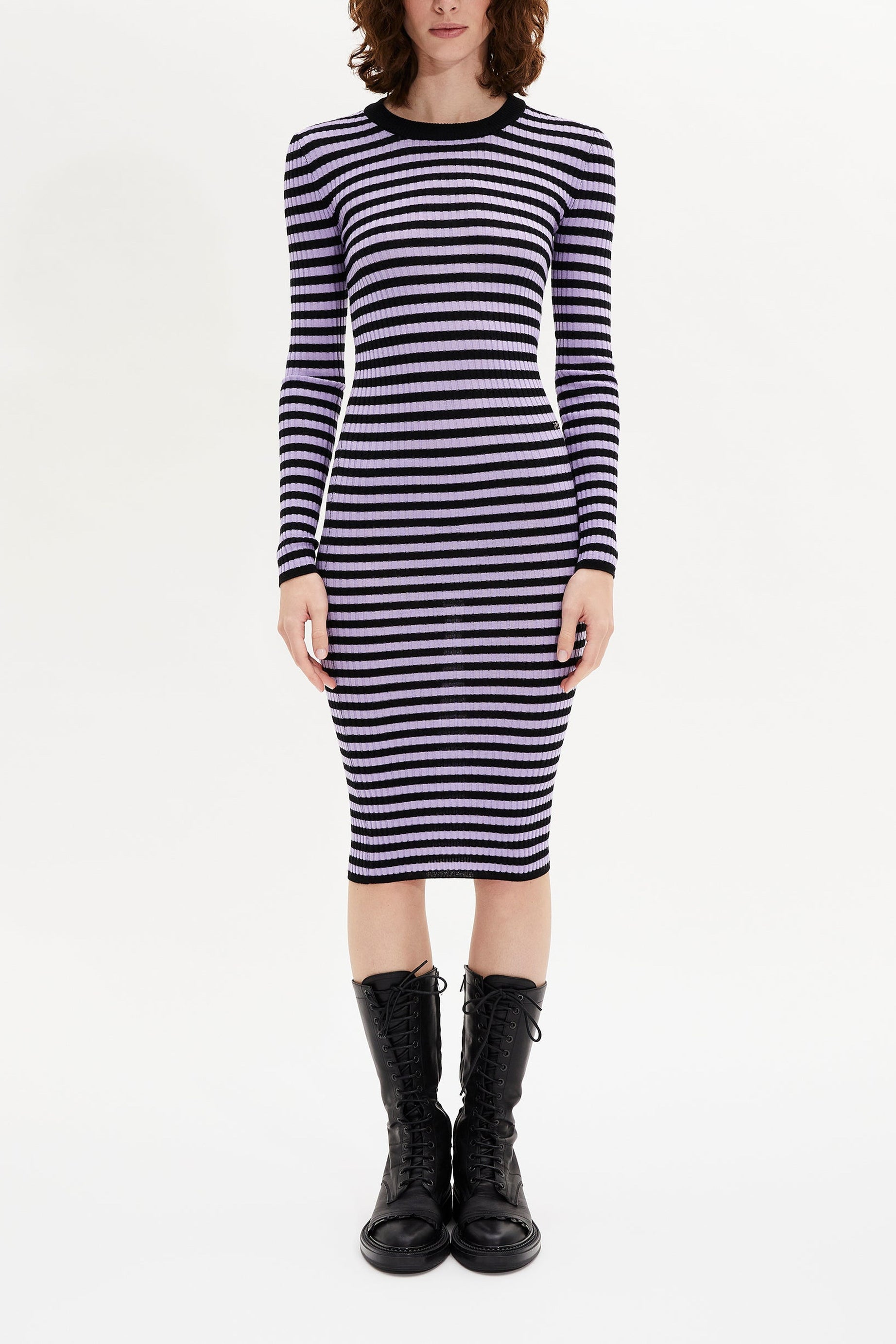 Robe en laine - Noir & Lilas
