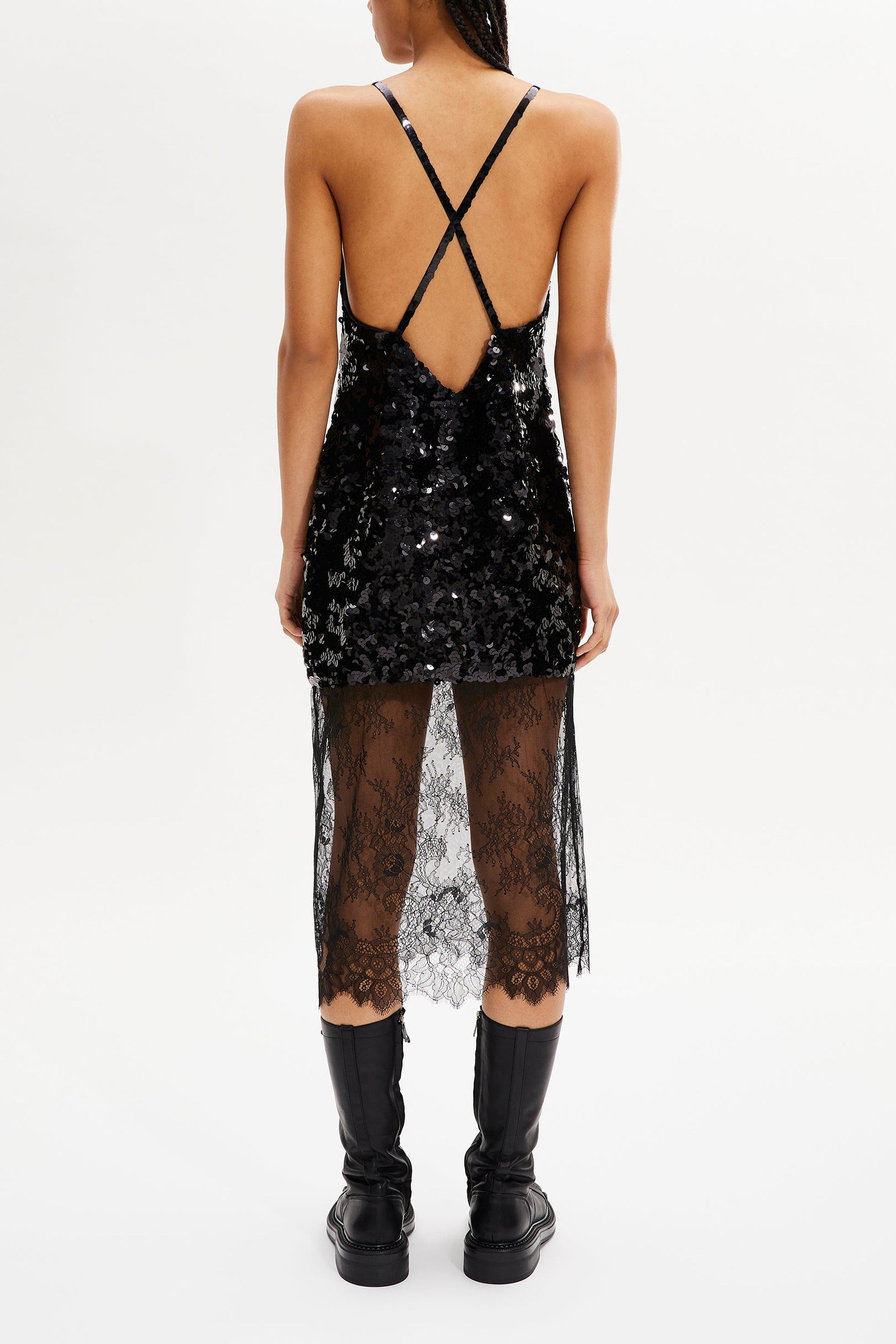 Robe nuisette courte asymétrique - Noir