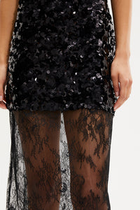 Robe nuisette courte asymétrique - Noir