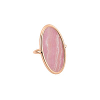 Bague Ellipses & Sequins en or rose 18 carats & rhodochrosite