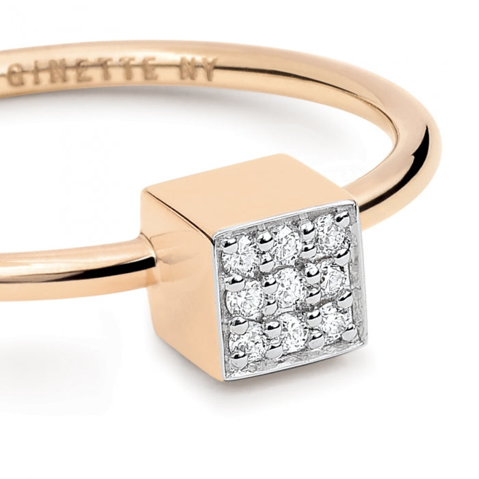 Bague Ever en or rose 18 carats & diamant - Blanc mini