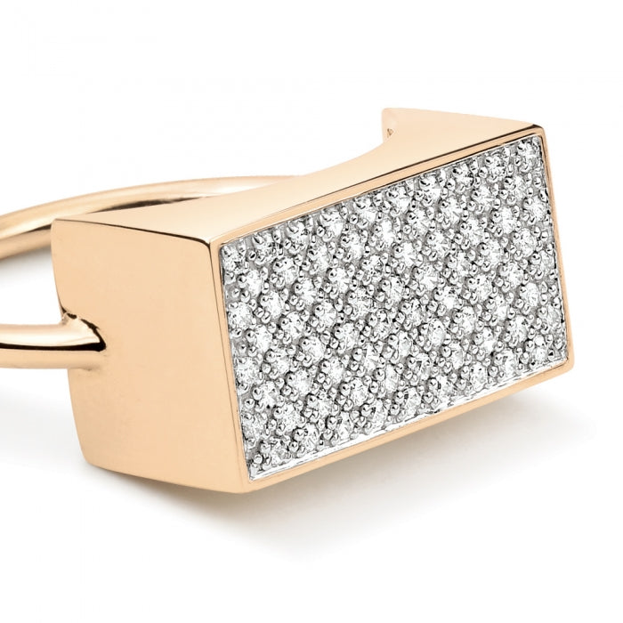 Bague Ever en or rose 18 carats & diamant blanc - Blanc