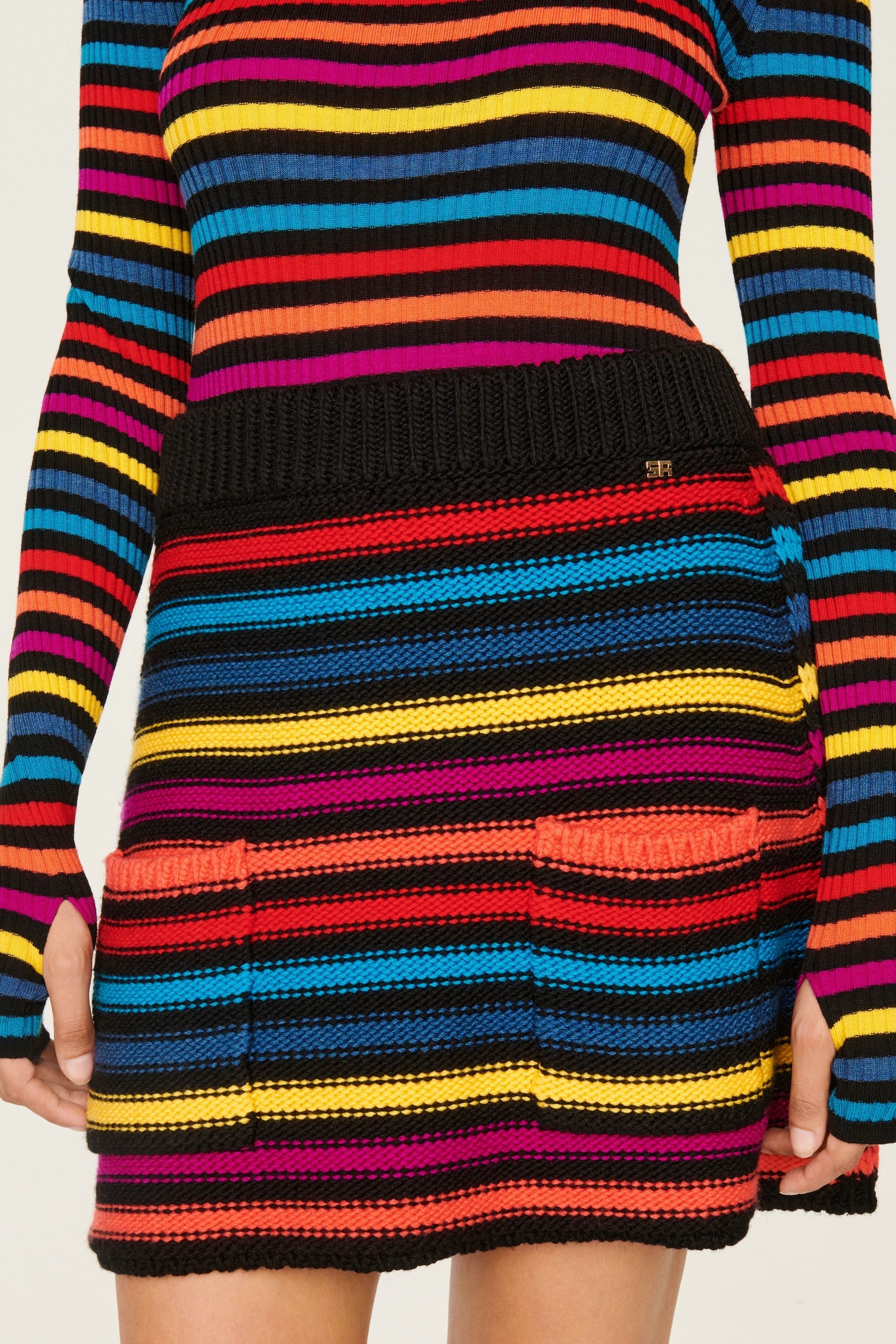 Mini-jupe à poches en laine - Multicolor
