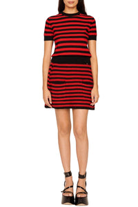 Mini-jupe à poches en laine - Noir & Rouge