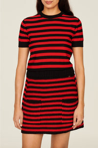 Mini-jupe à poches en laine - Noir & Rouge