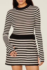 Mini-jupe à poches en laine - Noir & Blanc