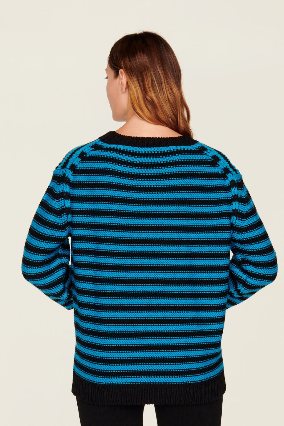 Pull Poor Boy en laine - Noir & Bleu de Prusse