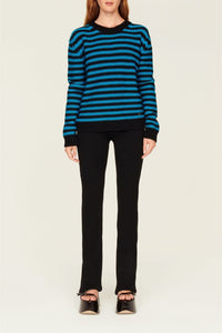 Pull Poor Boy en laine - Noir & Bleu de Prusse