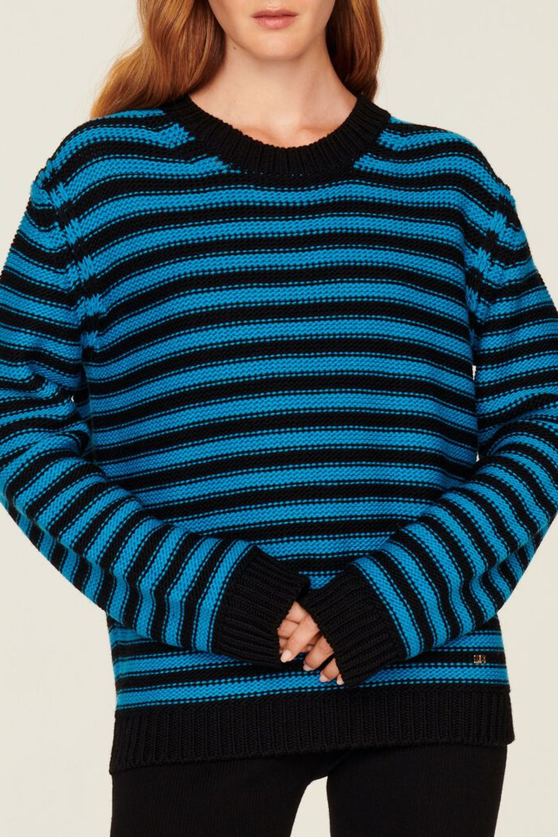 Pull Poor Boy en laine - Noir & Bleu de Prusse