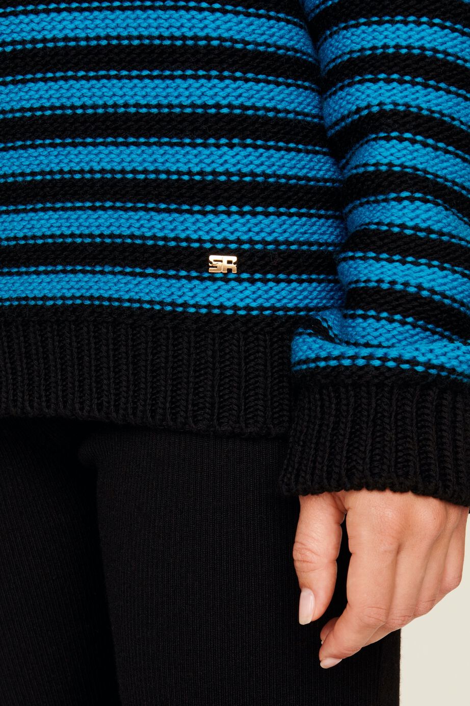 Pull Poor Boy en laine - Noir & Bleu de Prusse