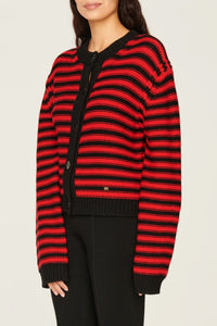 Cardigan en laine - Noir & Rouge