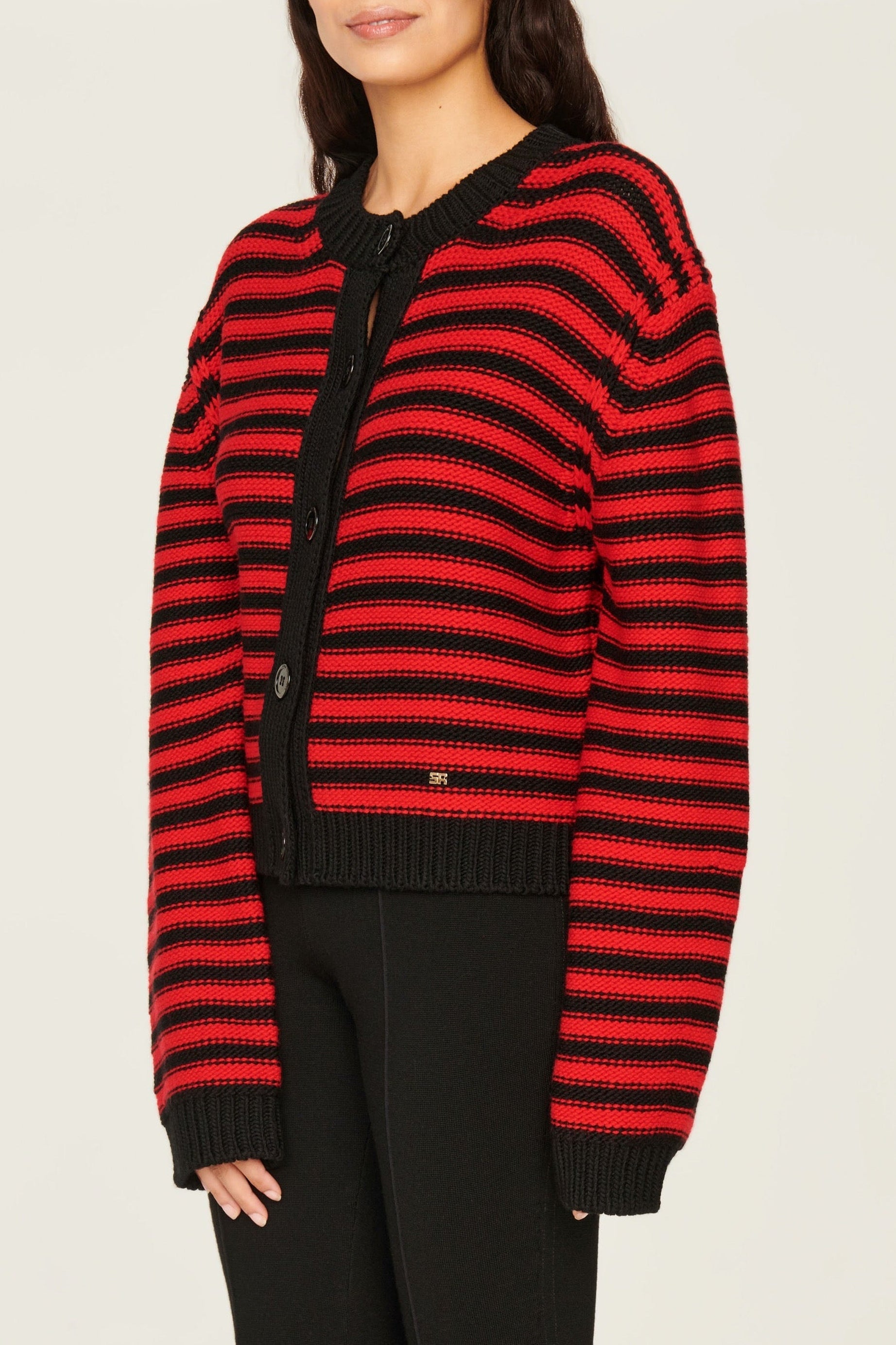 Cardigan en laine - Noir & Rouge