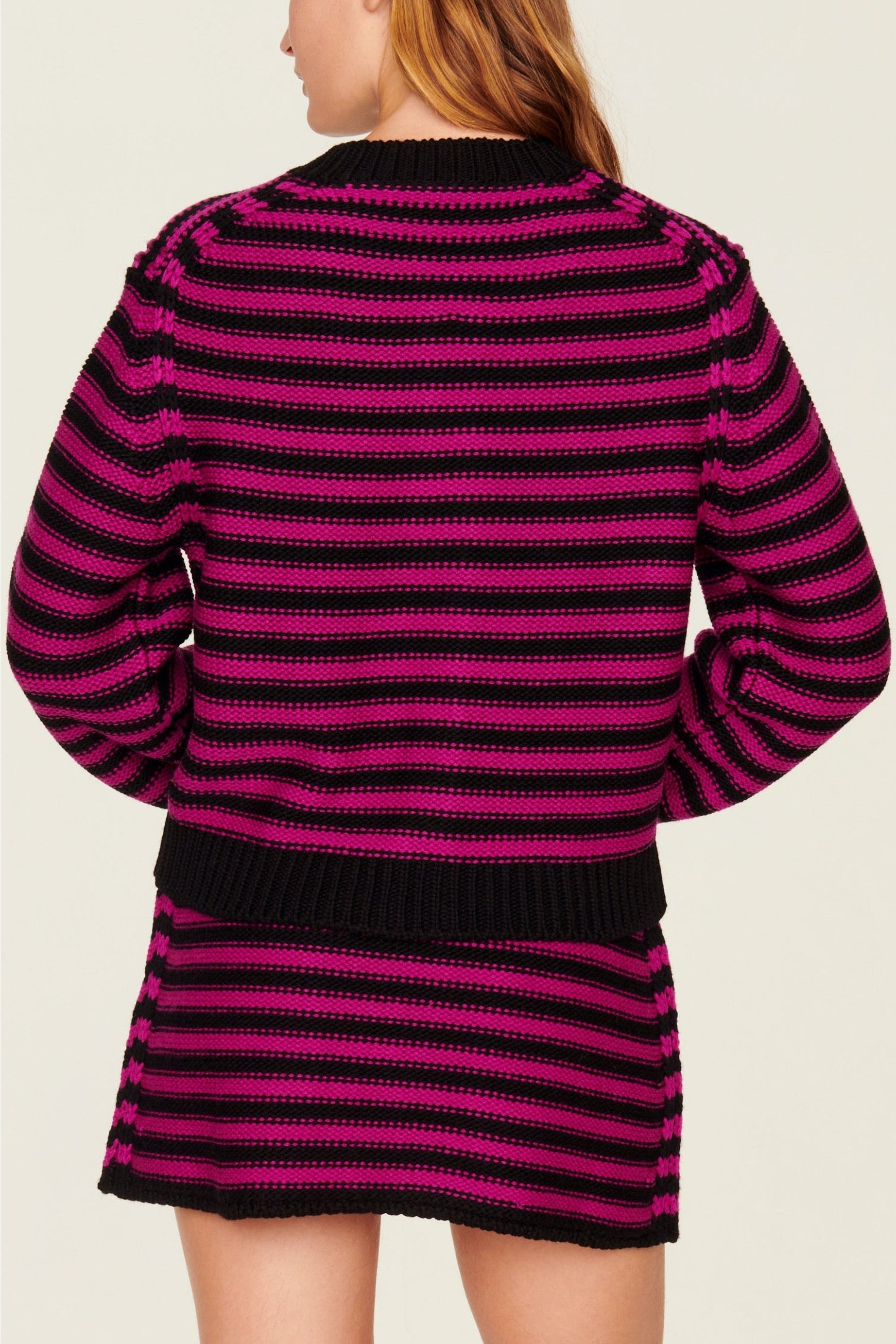 Cardigan en laine - Noir & Fuchsia