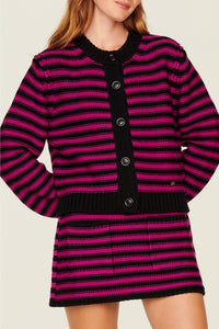 Cardigan en laine - Noir & Fuchsia