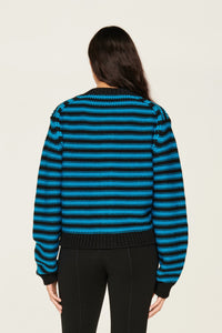 Cardigan en laine - Noir & Bleu de Prusse