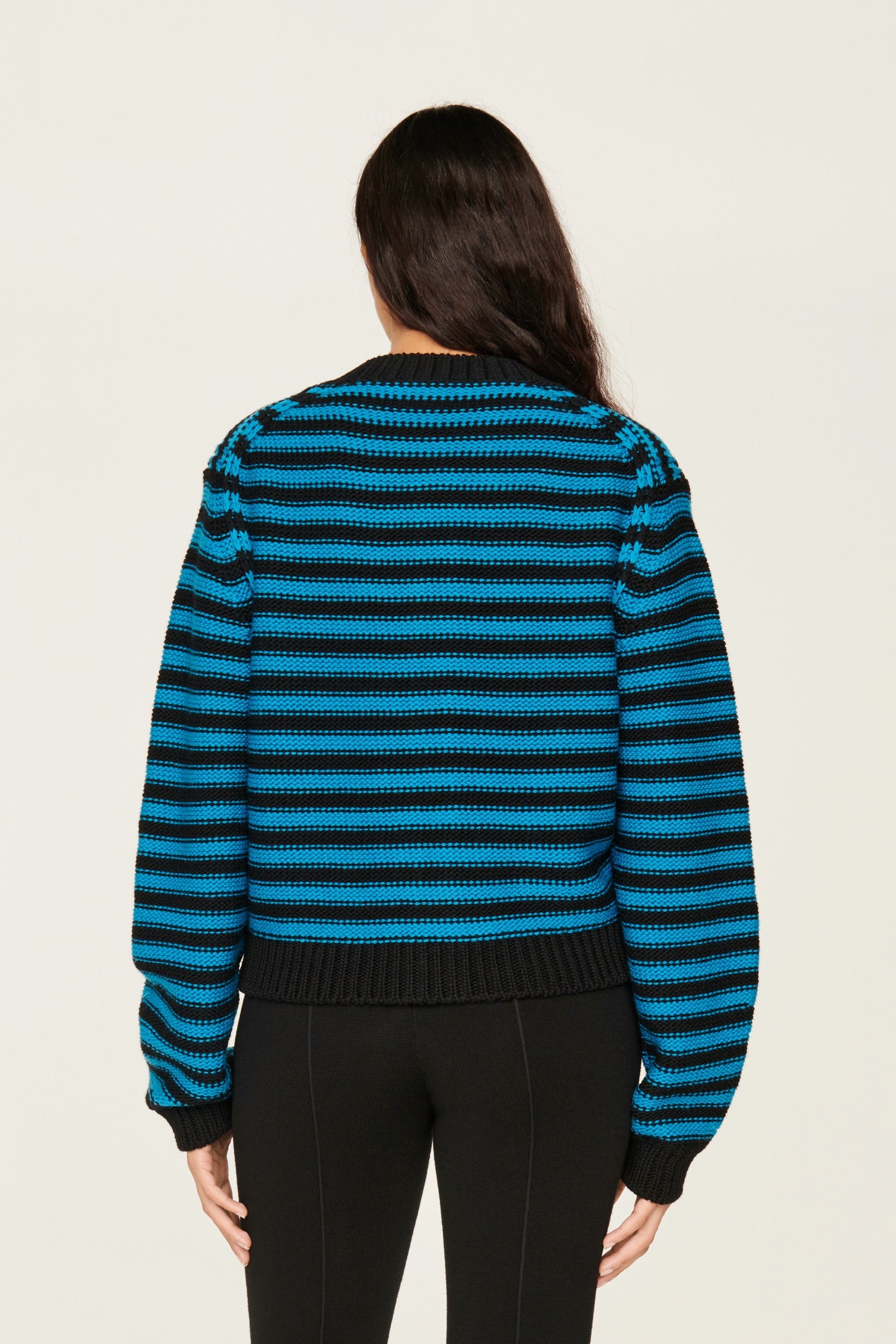 Cardigan en laine - Noir & Bleu de Prusse