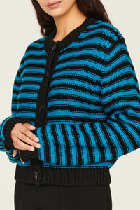 Cardigan en laine - Noir & Bleu de Prusse