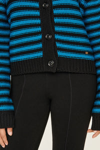 Cardigan en laine - Noir & Bleu de Prusse