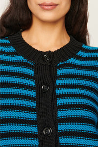 Cardigan en laine - Noir & Bleu de Prusse