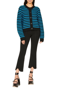Cardigan en laine - Noir & Bleu de Prusse