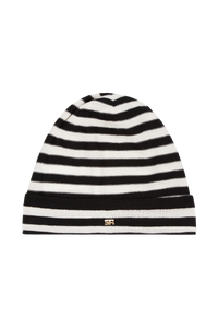 Bonnet Poor Boy rayé en laine - Noir & Blanc