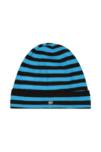 Bonnet Poor Boy rayé en laine - Noir & Bleu de Prusse