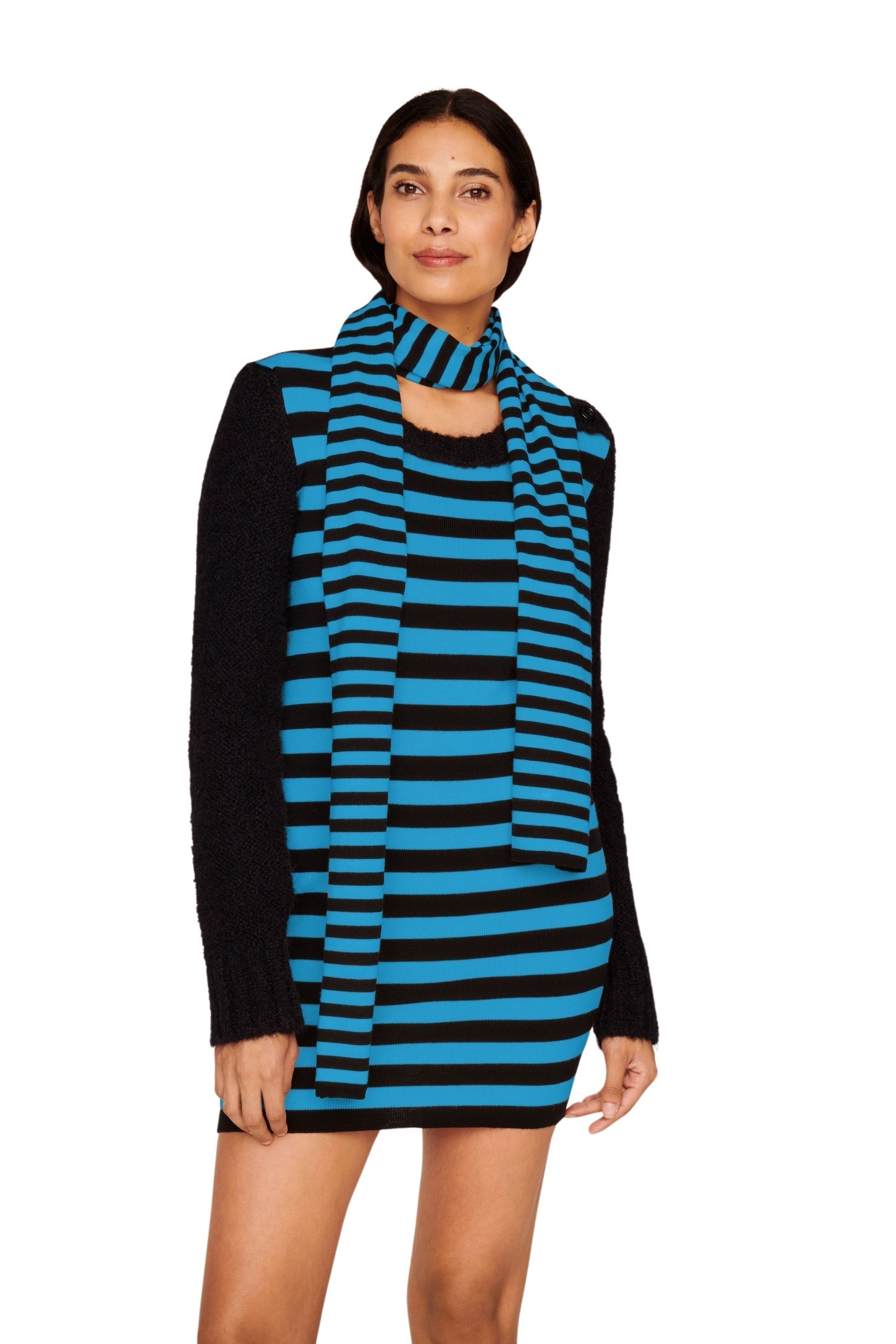 Echarpe en laine - Noir & Bleu de Prusse