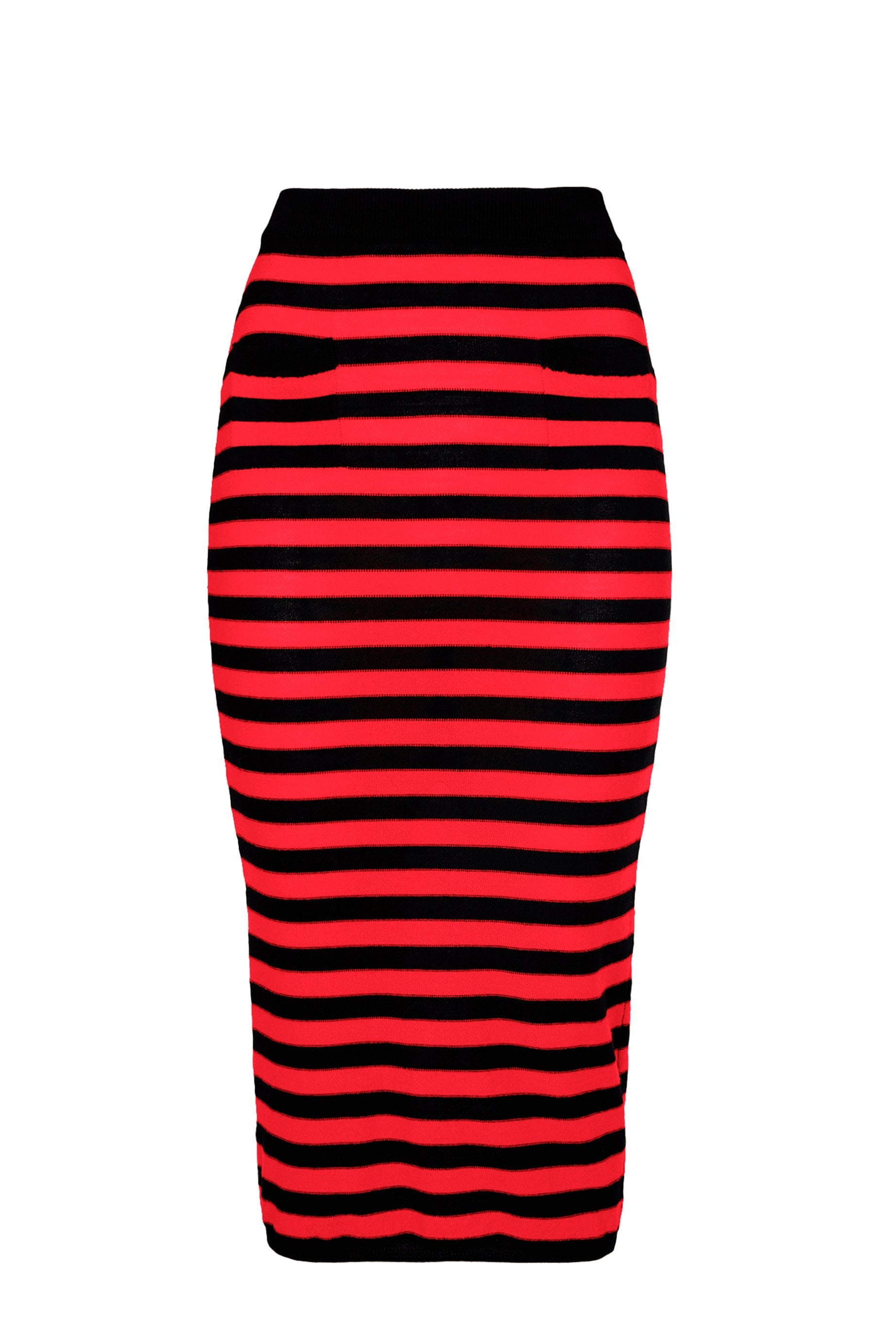 Jupe midi en laine - Noir & Rouge