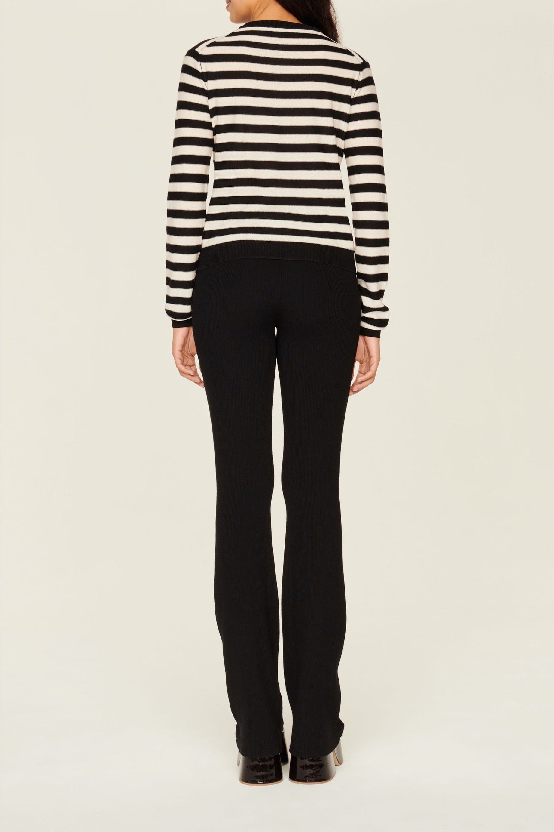 Pull rayé en laine - Noir & Blanc