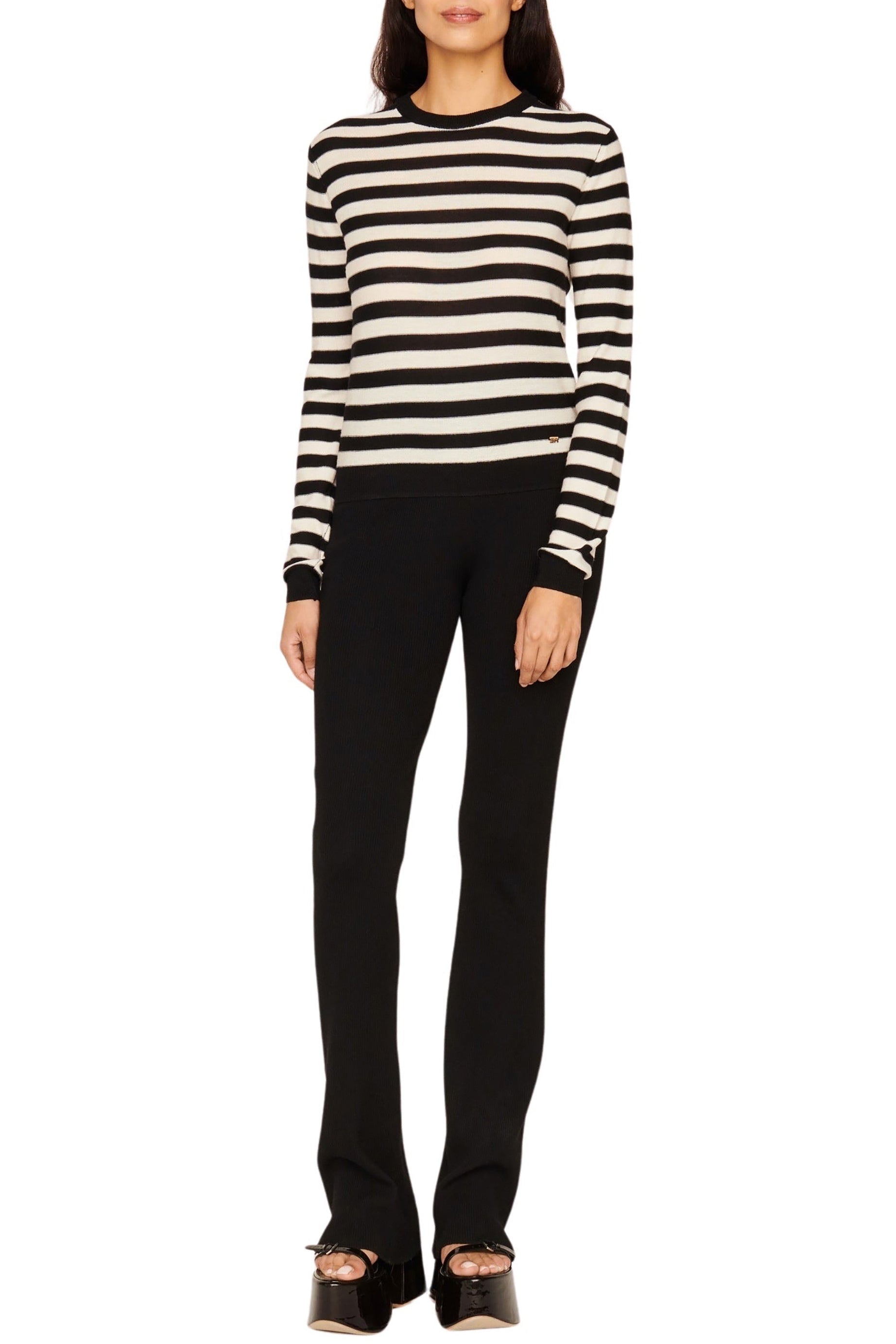 Pull rayé en laine - Noir & Blanc