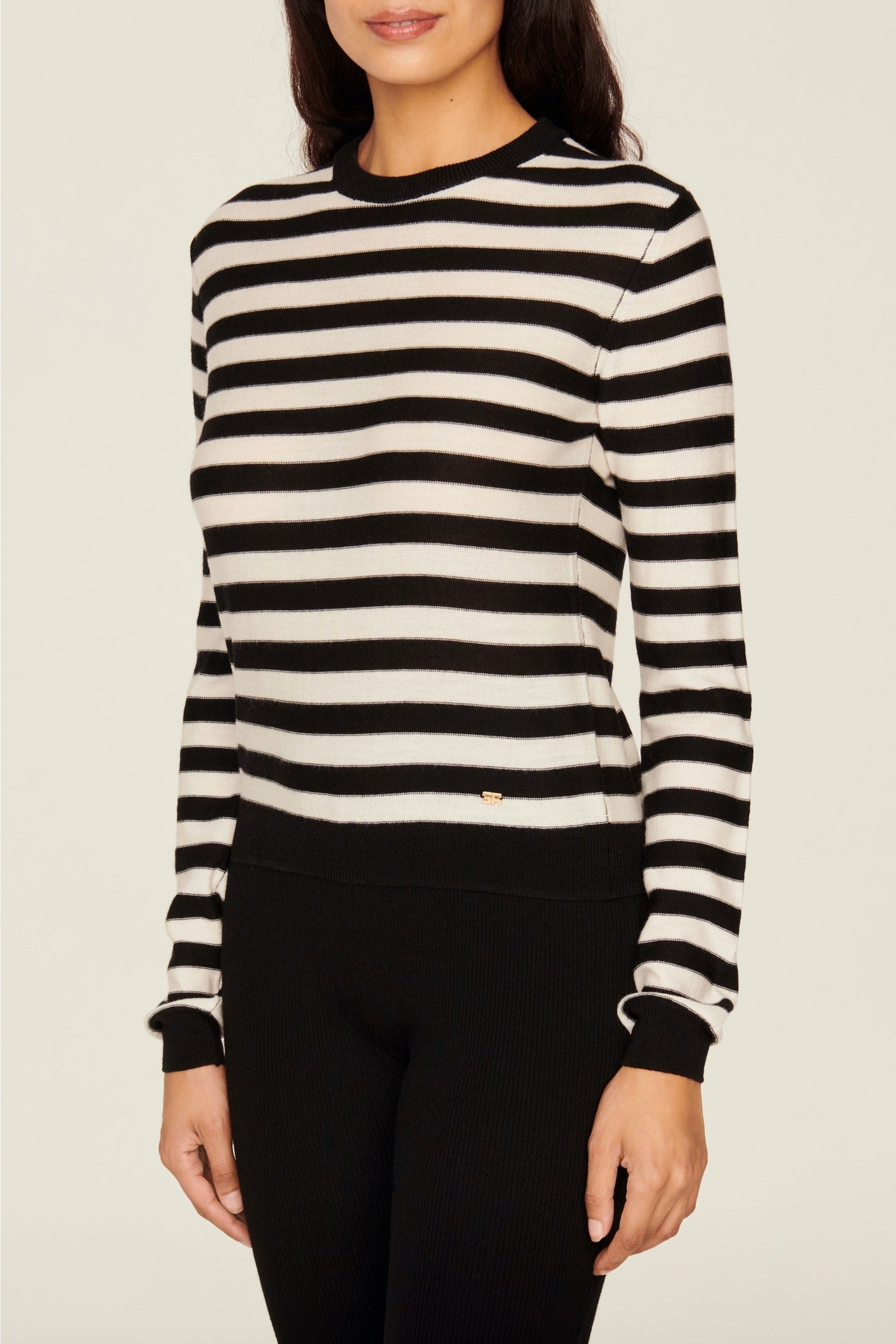 Pull rayé en laine - Noir & Blanc
