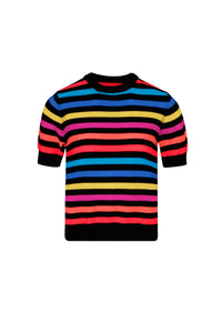 Pull Poor Boy rayé à manches courtes en laine - Multicolor