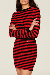 Mini-jupe en laine - Noir & Rouge