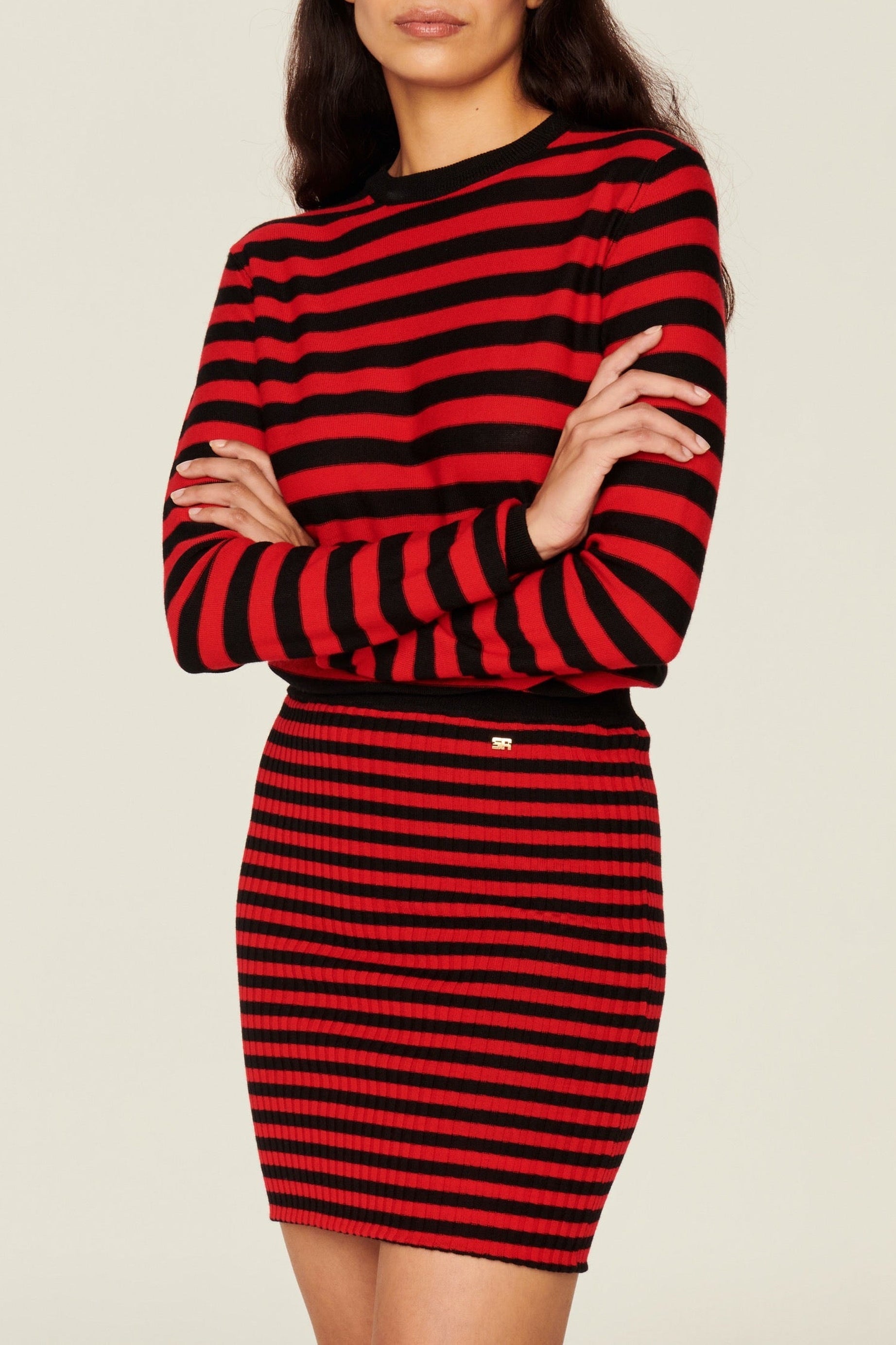 Mini-jupe en laine - Noir & Rouge