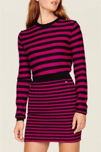 Mini-jupe en laine - Noir & Fuchsia
