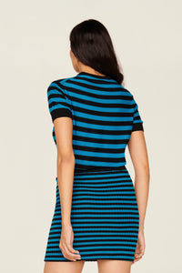 Mini-jupe en laine - Noir & Bleu de Prusse
