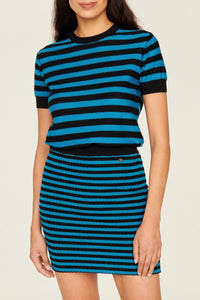 Mini-jupe en laine - Noir & Bleu de Prusse