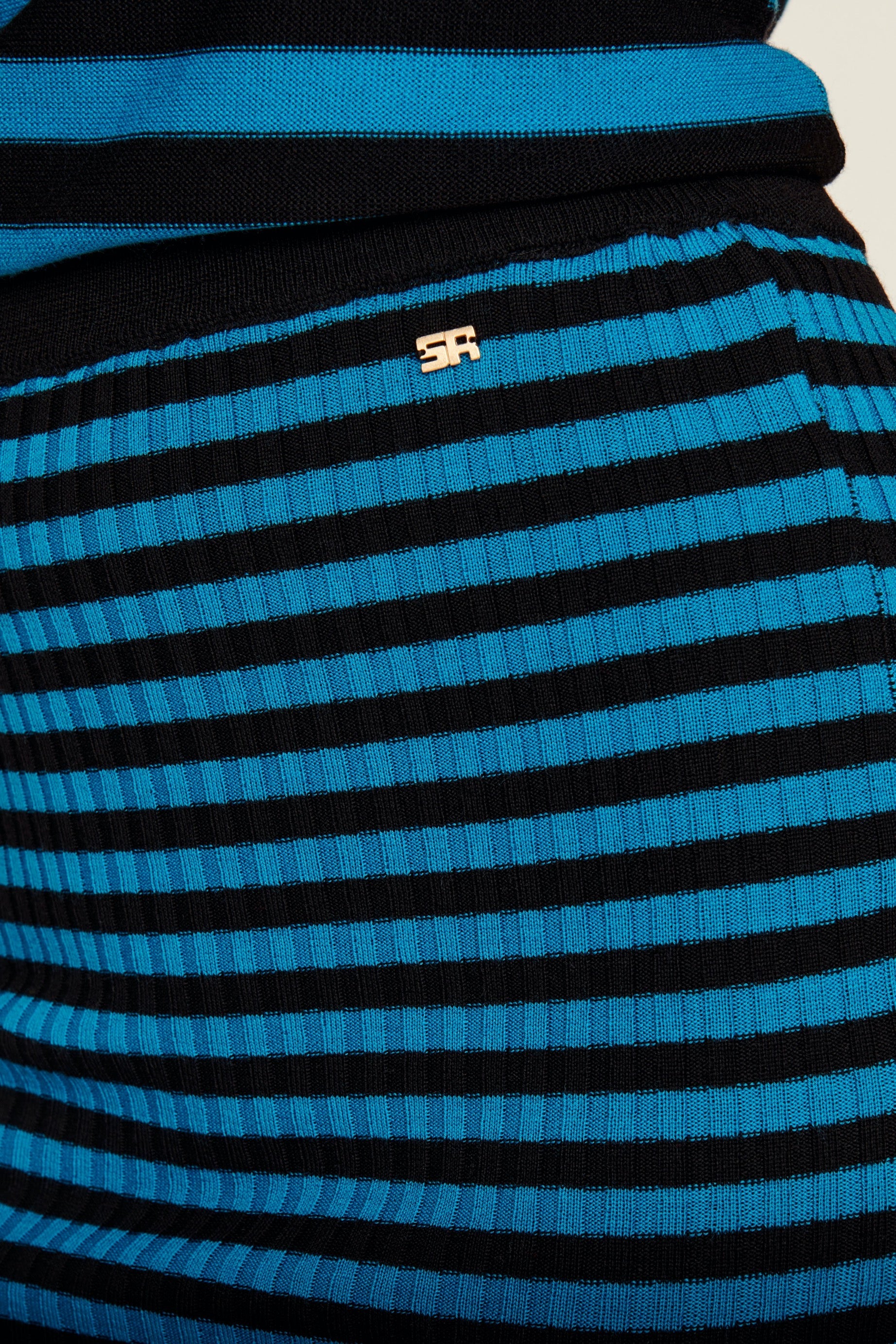 Mini-jupe en laine - Noir & Bleu de Prusse