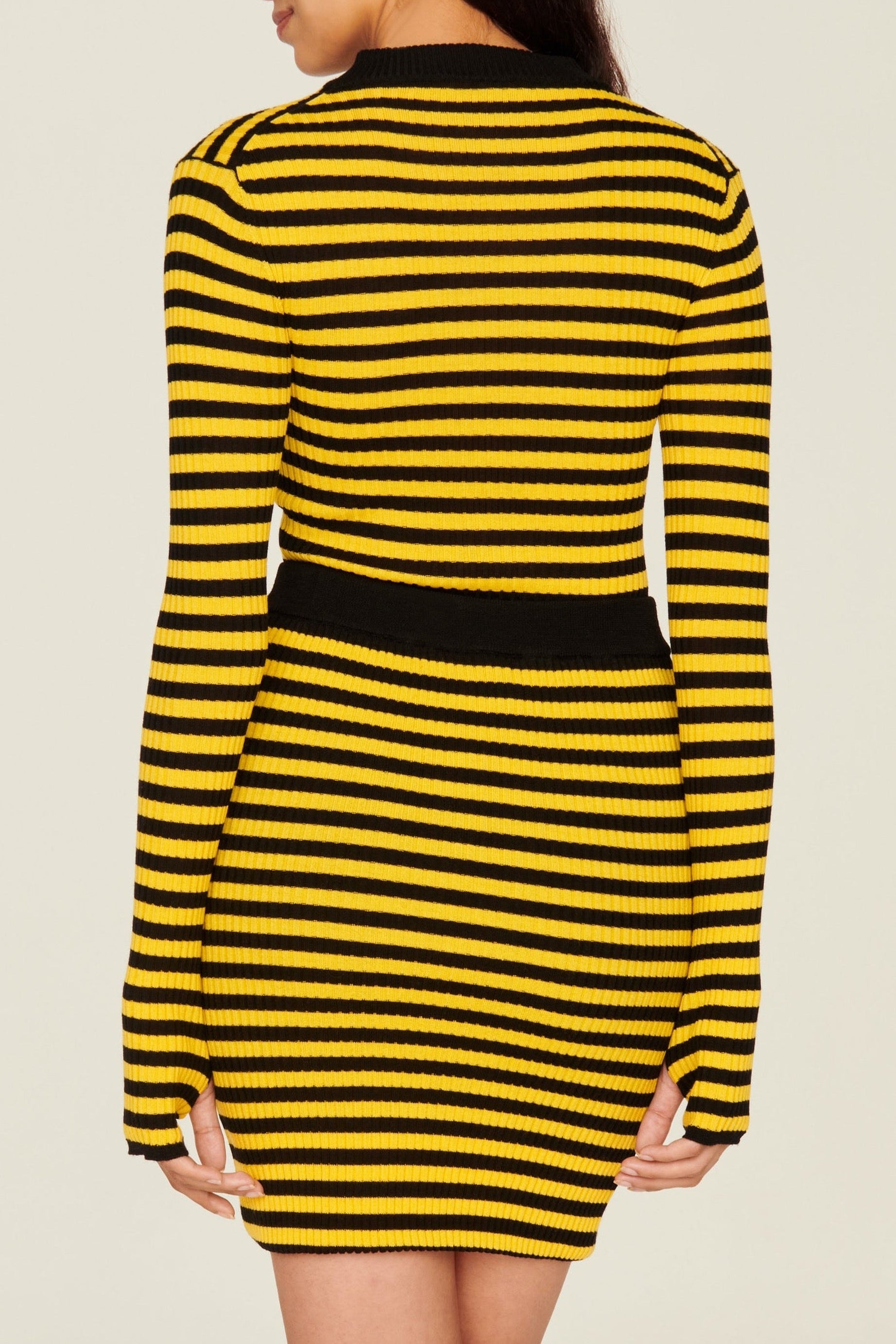 Mini-jupe en laine - Noir & Moutarde