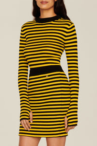 Mini-jupe en laine - Noir & Moutarde