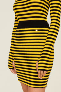 Mini-jupe en laine - Noir & Moutarde