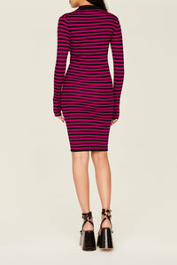 Robe moulante en laine - Noir & Fuchsia