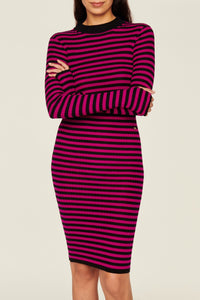 Robe moulante en laine - Noir & Fuchsia