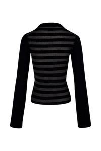 Pull lurex rayé en laine - Noir