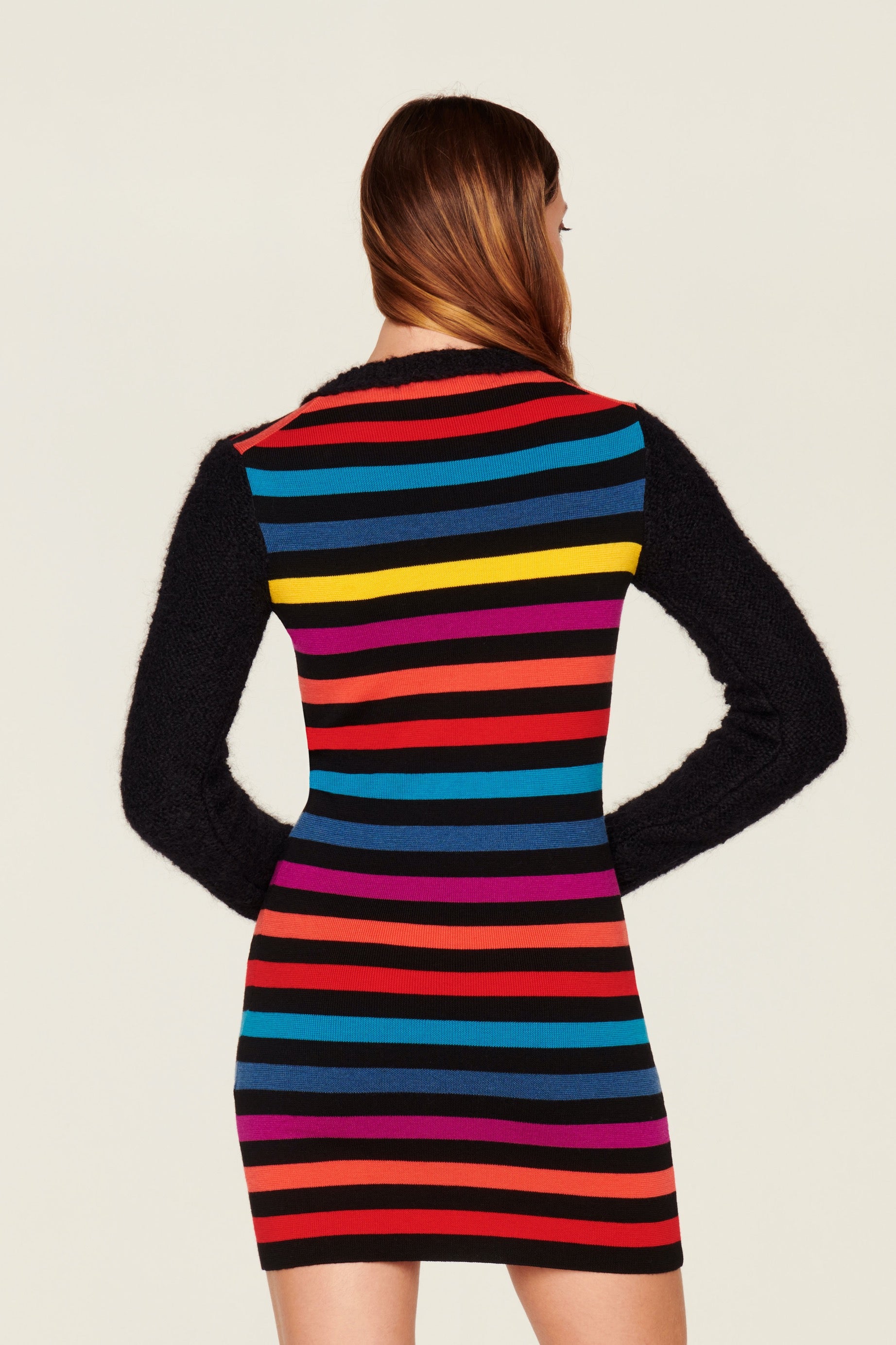Robe à rayures tricotée en laine - Multicolor