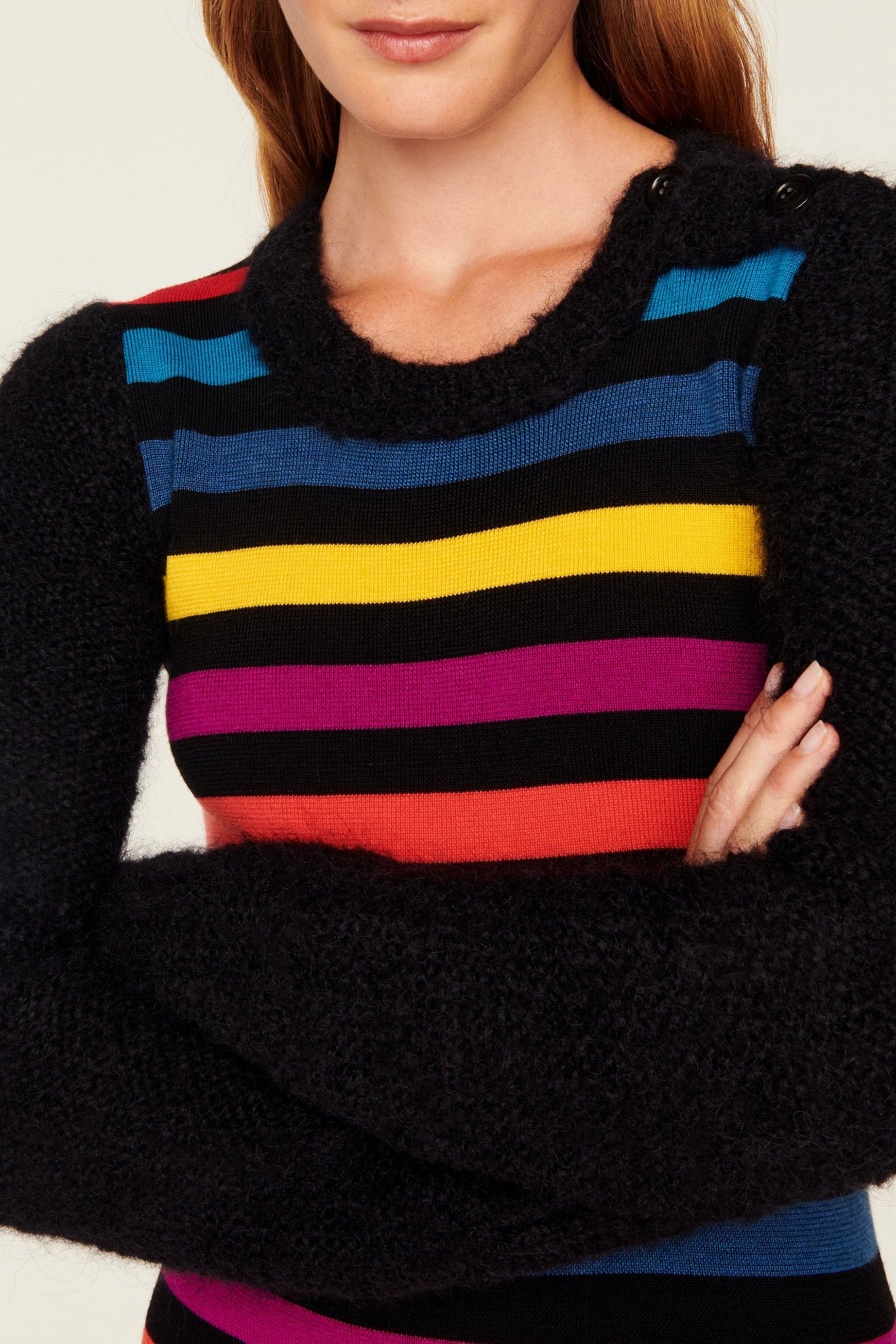 Robe à rayures tricotée en laine - Multicolor