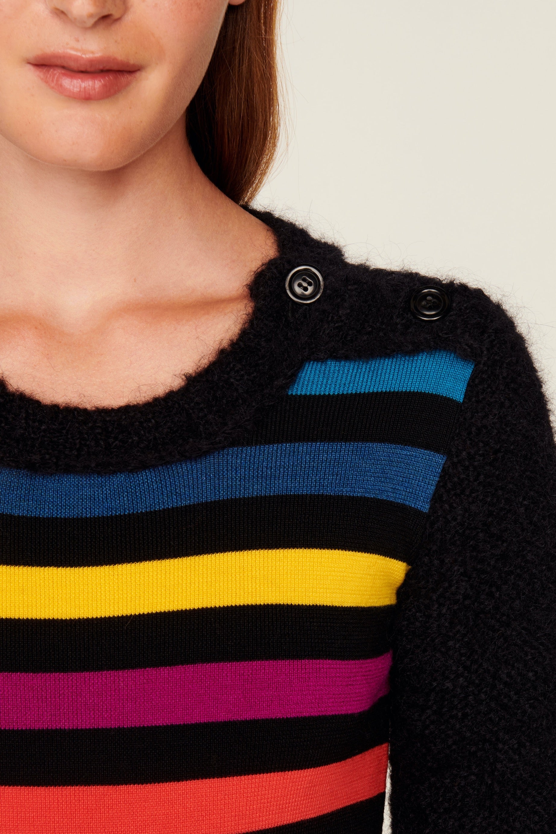Robe à rayures tricotée en laine - Multicolor
